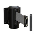 Wall Mounted Retractable Belt Barrier, Magnetic Mount, Black Casing with Magnetic Belt End, 13 ft Belt - Montour Line WM115