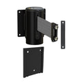 Wall Mounted Retractable Belt Barrier with Removable Plate, Black Steel Metal Case with Magnetic Belt End, 8.5 ft Belt - Montour Line WM115