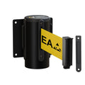 Wall Mounted Retractable Belt Barrier Fixed, Black Steel Metal Case with Standard Belt End, 13 ft Belt - Montour Line WM115