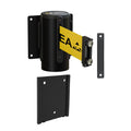 Wall Mounted Retractable Belt Barrier with Removable Plate, Black Steel Metal Case with Magnetic Belt End, 8.5 ft Belt - Montour Line WM115