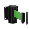Wall Mounted Retractable Belt Barrier Fixed, Black Steel Metal Case with Standard Belt End, 13 ft Belt - Montour Line WM115