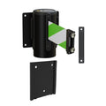 Wall Mounted Retractable Belt Barrier with Removable Plate, Black Steel Metal Case with Magnetic Belt End, 8.5 ft Belt - Montour Line WM115
