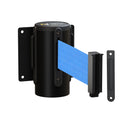 Wall Mounted Retractable Belt Barrier Fixed, Black Steel Metal Case with Standard Belt End, 13 ft Belt - Montour Line WM115