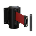 Wall Mounted Retractable Belt Barrier, Magnetic Mount, Black Casing with Magnetic Belt End, 13 ft Belt - Montour Line WM115
