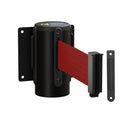 Wall Mounted Retractable Belt Barrier Fixed, Black Steel Metal Case with Standard Belt End, 13 ft Belt - Montour Line WM115