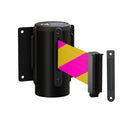 Wall Mounted Retractable Belt Barrier Fixed, Black Steel Metal Case with Standard Belt End, 13 ft Belt - Montour Line WM115