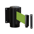 Wall Mounted Retractable Belt Barrier Fixed, Black Steel Metal Case with Standard Belt End, 13 ft Belt - Montour Line WM115