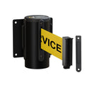 Wall Mounted Retractable Belt Barrier Fixed, Black Steel Metal Case with Standard Belt End, 13 ft Belt - Montour Line WM115