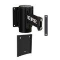 Wall Mounted Retractable Belt Barrier with Removable Plate, Black Steel Metal Case with Magnetic Belt End, 8.5 ft Belt - Montour Line WM115