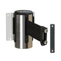 Wall Mounted Retractable Belt Barrier, Magnetic Mount, Polished Stainless Steel Casing with Magnetic Belt End, 8.5 ft Belt - Montour Line WM115