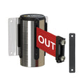 Wall Mounted Retractable Belt Barrier, Fixed Mount, Polished Stainless Steel Casing with Magnetic Belt End, 11 ft Belt - Montour Line WM115