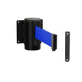 Fixed Wall Mount Retractable Belt Barrier with Fixed Belt End, Black Steel Case, 14 ft or 16 ft Belt - Montour Line WM215