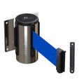 Wall Mounted Retractable Belt Barrier Fixed, Polished Stainless Steel Case, 8.5 and 11 Ft. Belt - CCW Series WMB-120