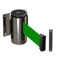 Wall Mounted Retractable Belt Barrier Fixed, Polished Stainless Steel Case, 8.5 and 11 Ft. Belt - CCW Series WMB-120