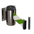 Wall Mounted Retractable Belt Barrier Fixed, Polished Stainless Steel Case, 8.5 and 11 Ft. Belt - CCW Series WMB-120