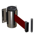 Wall Mounted Retractable Belt Barrier Fixed, Polished Stainless Steel Case, 8.5 and 11 Ft. Belt - CCW Series WMB-120