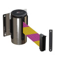 Wall Mounted Retractable Belt Barrier Fixed, Polished Stainless Steel Case, 8.5 and 11 Ft. Belt - CCW Series WMB-120