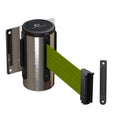 Wall Mounted Retractable Belt Barrier Fixed, Polished Stainless Steel Case, 8.5 and 11 Ft. Belt - CCW Series WMB-120