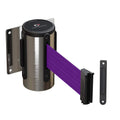 Wall Mounted Retractable Belt Barrier Fixed, Polished Stainless Steel Case, 8.5 and 11 Ft. Belt - CCW Series WMB-120