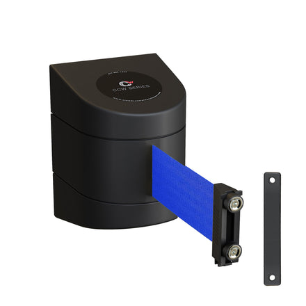 CCW Series WMB-230- Wall Mounted Retractable Belt Barrier With Black Magnetic ABS Case- 20, 25, & 30 Ft. Belts