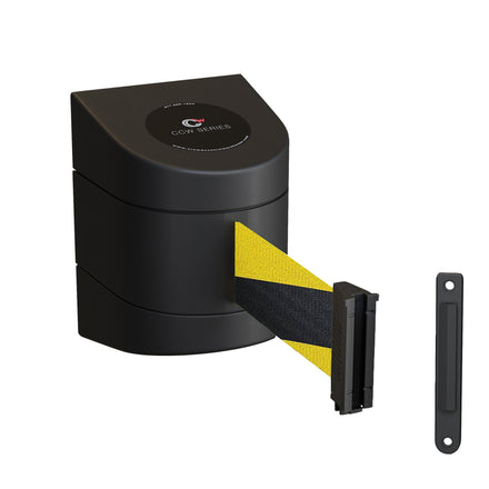 CCW Series WMB-220- Wall Mounted Retractable Belt Barrier With Black Fixed ABS Case - 7.5, 10, 13, & 15 Ft. Belts