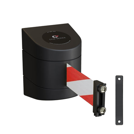 CCW Series WMB-230- Wall Mounted Retractable Belt Barrier With Black Magnetic ABS Case- 20, 25, & 30 Ft. Belts