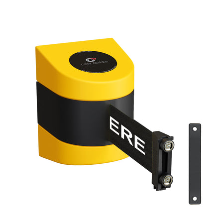 CCW Series WMB-220- Wall Mounted Retractable Belt Barrier- Yellow Magnetic ABS Case - 7.5, 10, 13, & 15 Ft. Belts