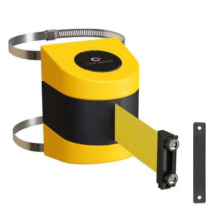 Clamp Wall Mount, Yellow ABS Case with Magnetic Belt End, 10, 13, and 15 Ft. Belts - CCW Series WMB-220