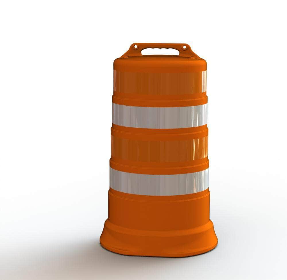 Commander Traffic Barrel with Reflective Tape and Tire Ring Base Option ...