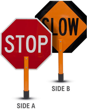 Rigid Stop/Slow Paddle Sign with Handle & Staff