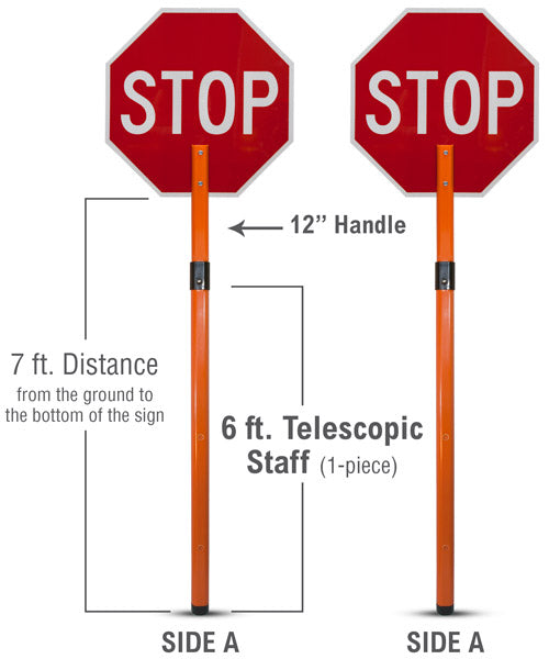 Rigid Stop/Stop Paddle Sign with Handle & Staff