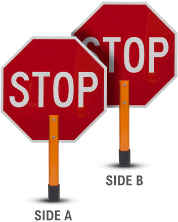 Rigid Stop/Stop Paddle Sign with Handle & Staff