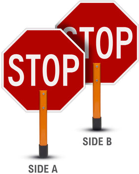 Rigid Stop/Stop Paddle Sign with Handle & Staff