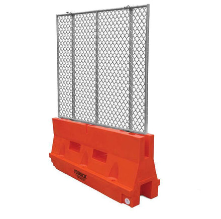 Yodock 2001M Water/Sand Fillable Jersey Barrier with Fencing - 32 in. H x 72 in. L x 18 in. W, 75 lbs