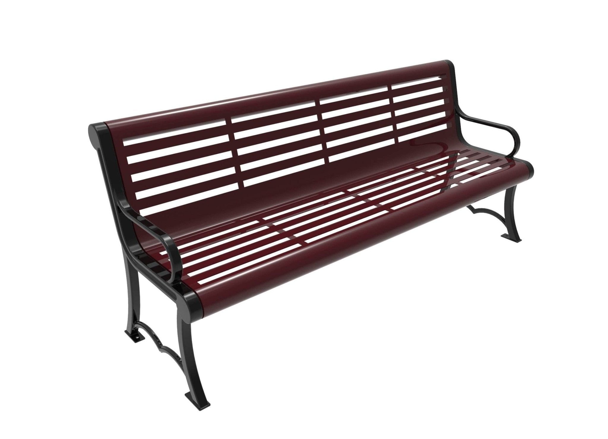 Austin Park Bench - Horizontal Slatted Steel - Crowd Control Warehouse