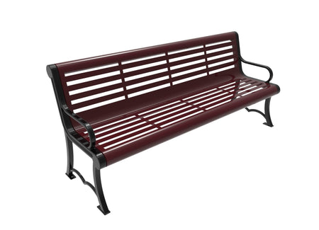 Austin Park Bench - Horizontal Slatted Steel - Crowd Control Warehouse