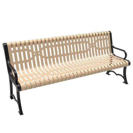 Austin Park Bench - Slatted Steel - Crowd Control Warehouse