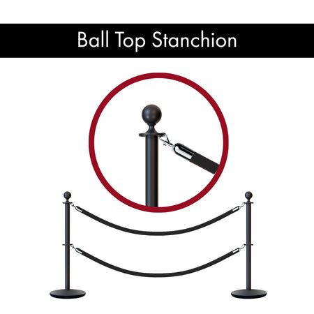 Ball Top Dual Rope Stanchion with Cast Iron Base - Montour Line CILineD - Crowd Control Warehouse