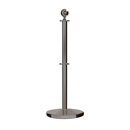Ball Top Dual Rope Stanchion with Cast Iron Base - Montour Line CILineD - Crowd Control Warehouse