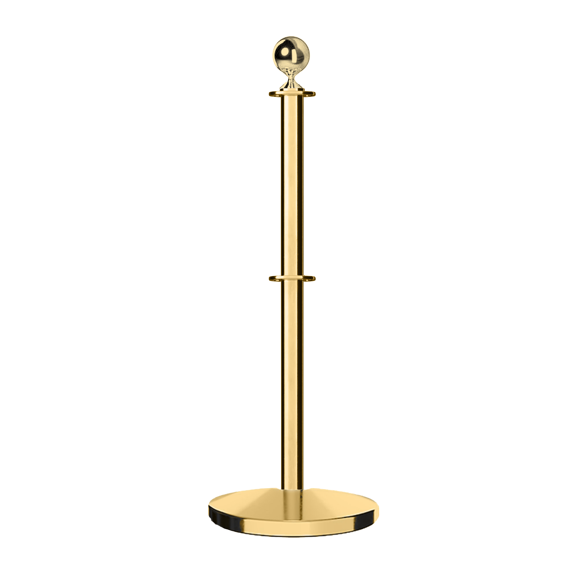 Ball Top Dual Rope Stanchion with Cast Iron Base - Montour Line CILineD - Crowd Control Warehouse