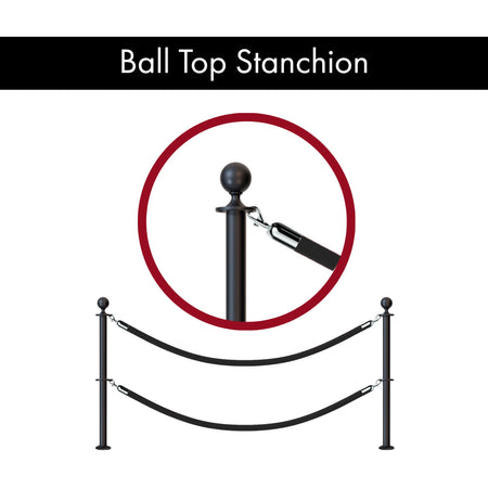 Ball Top Dual Rope Stanchion with Fixed Base - Montour Line CXLineDF - Crowd Control Warehouse