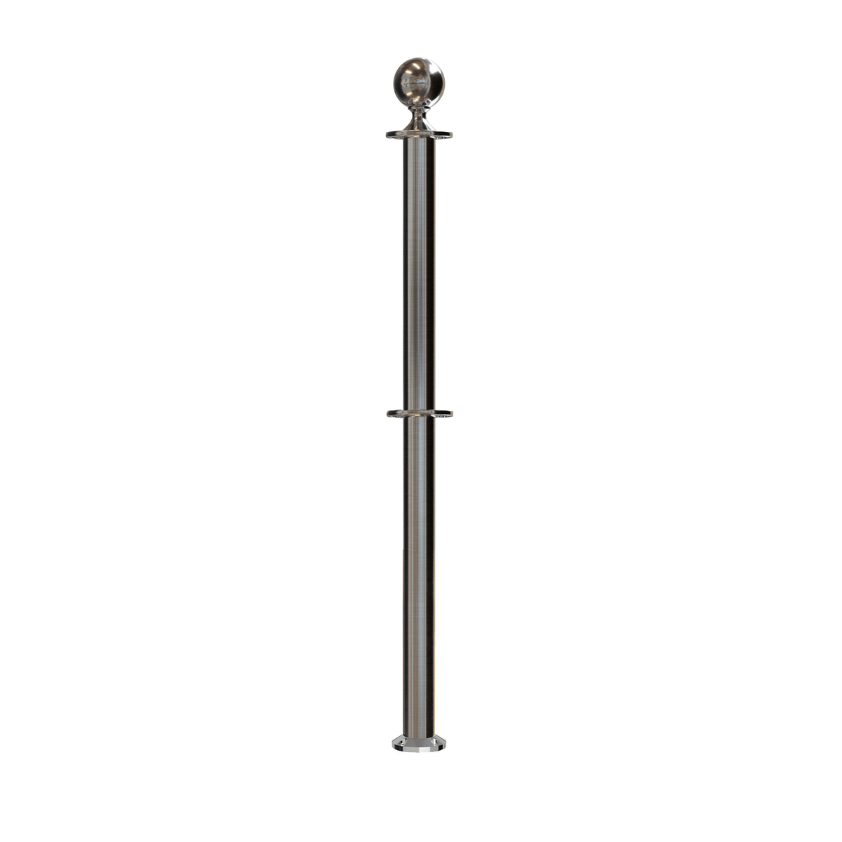 Ball Top Dual Rope Stanchion with Fixed Base - Montour Line CXLineDF - Crowd Control Warehouse