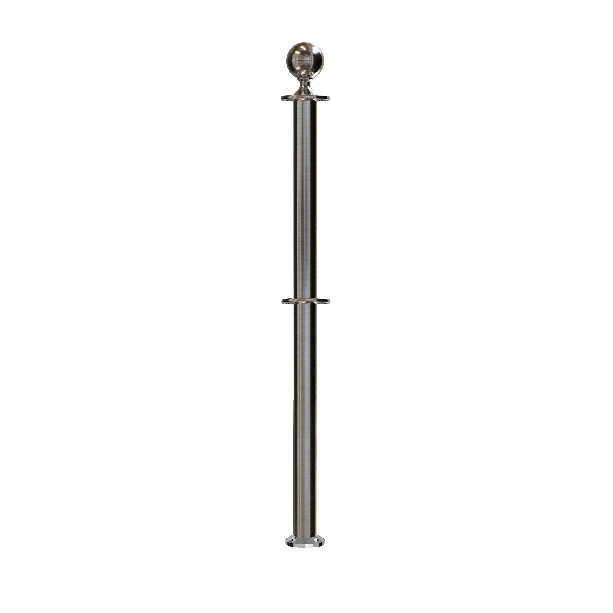 Ball Top Dual Rope Stanchion with Fixed Base - Montour Line CXLineDF - Crowd Control Warehouse