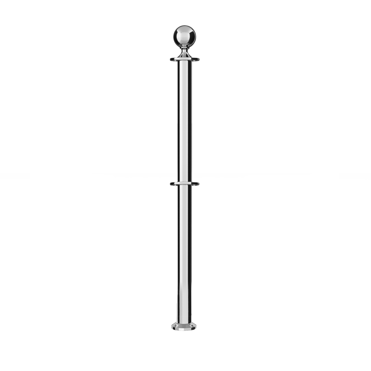 Ball Top Dual Rope Stanchion with Fixed Base - Montour Line CXLineDF - Crowd Control Warehouse