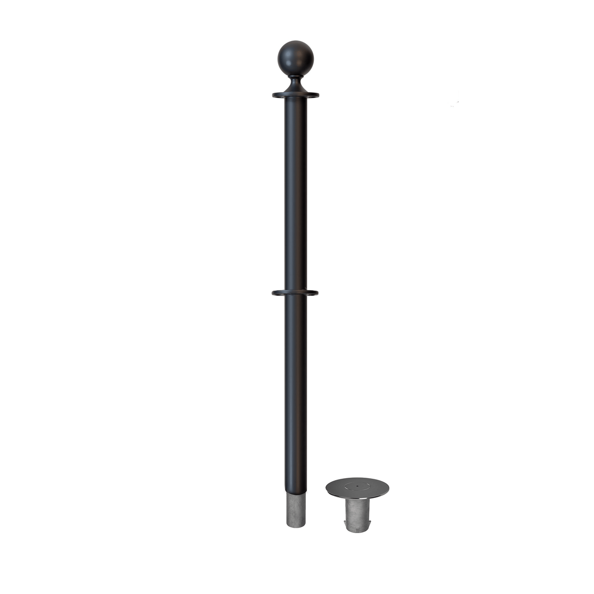 Ball Top Dual Rope Stanchion with Removable Base - Montour Line CXLineDR - Crowd Control Warehouse