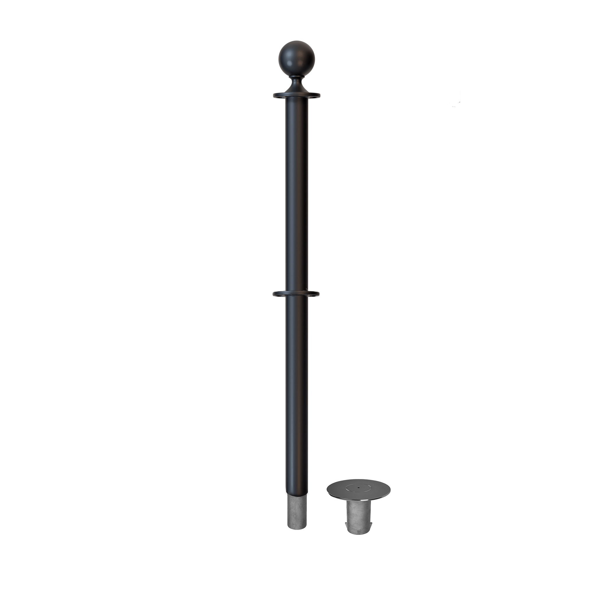 Ball Top Dual Rope Stanchion with Removable Base - Montour Line CXLineDR - Crowd Control Warehouse