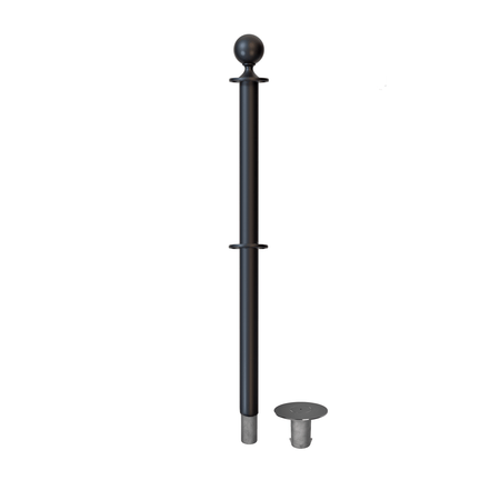 Ball Top Dual Rope Stanchion with Removable Base - Montour Line CXLineDR - Crowd Control Warehouse