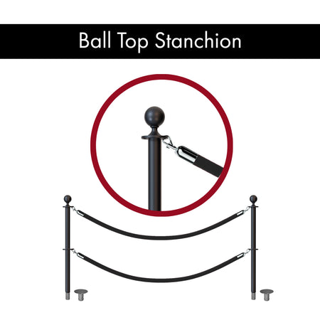Ball Top Dual Rope Stanchion with Removable Base - Montour Line CXLineDR - Crowd Control Warehouse