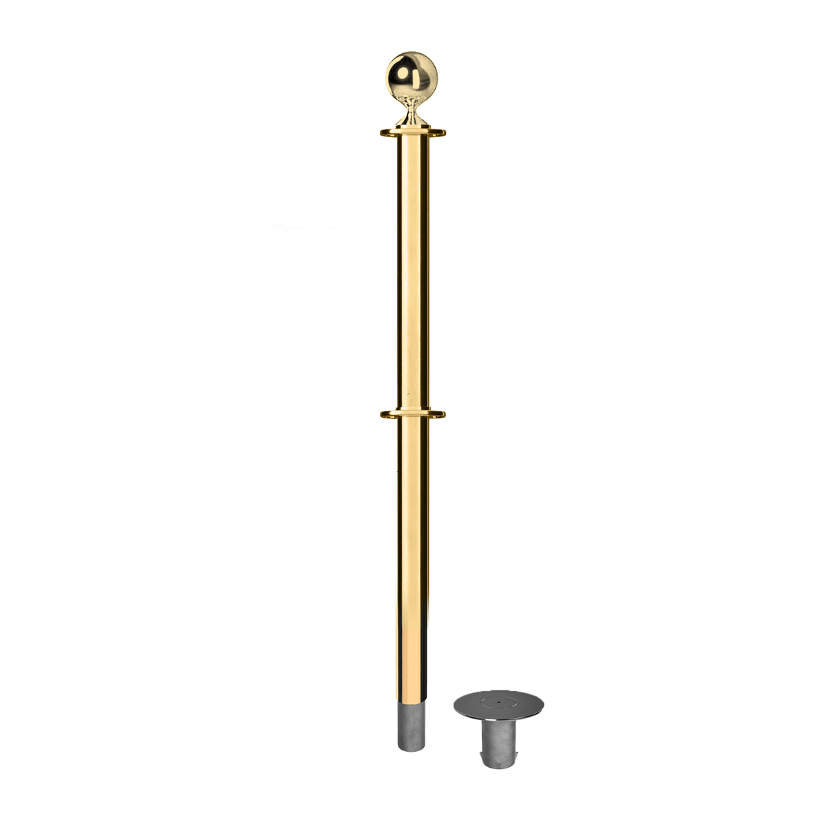 Ball Top Dual Rope Stanchion with Removable Base - Montour Line CXLineDR - Crowd Control Warehouse