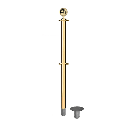 Ball Top Dual Rope Stanchion with Removable Base - Montour Line CXLineDR - Crowd Control Warehouse